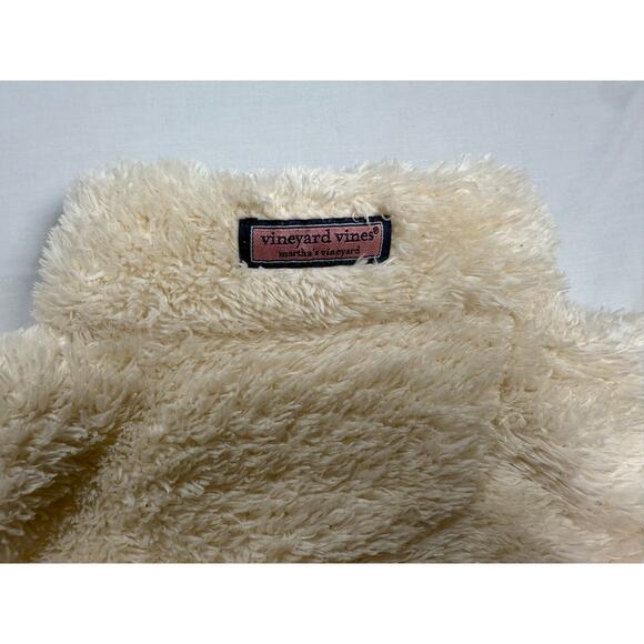 Vineyard Vines Teddy Fleece Snap Pullover Girls size L (14) Off White Pink Green - Picture 9 of 13